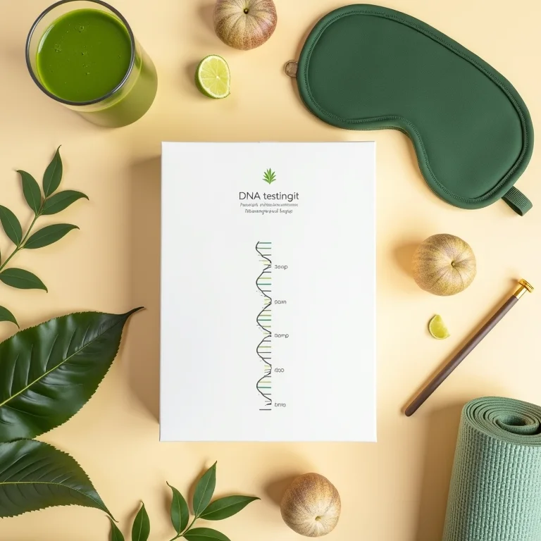 Kit de teste genético com objetos de bem-estar.