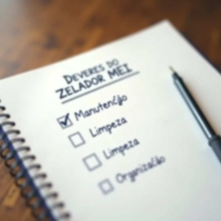 Lista de deveres do zelador MEI escrita à mão