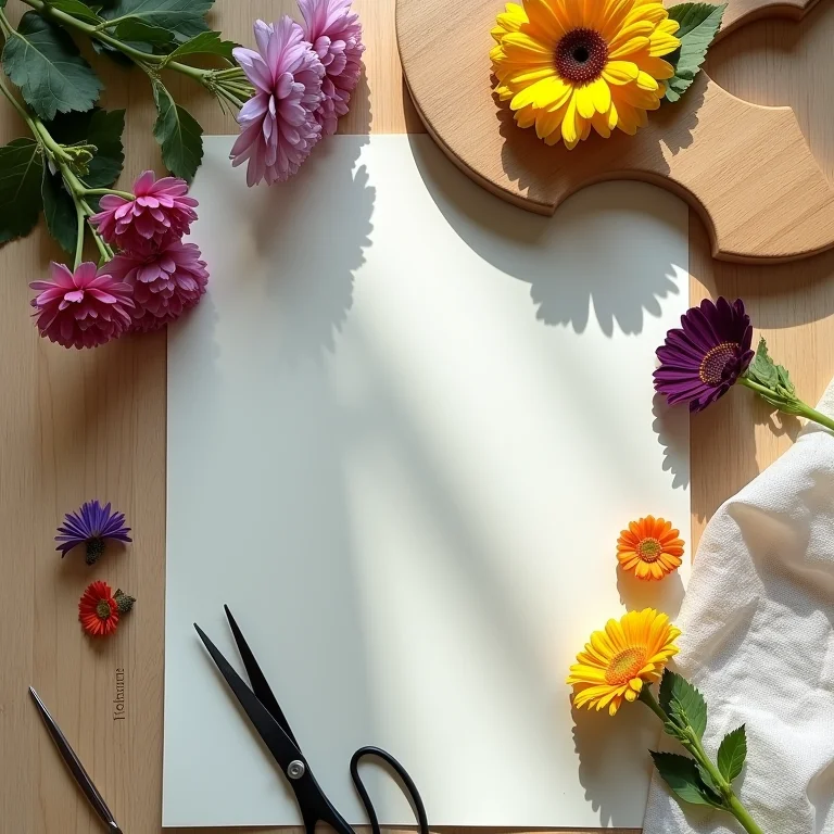 Materiais necessários para prensar flores: prensa, flores, papel vegetal...