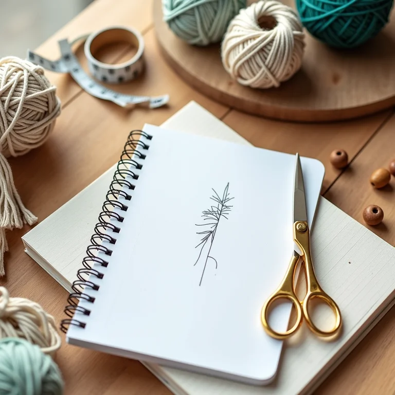 Materiais para artesanato em macramê organizados