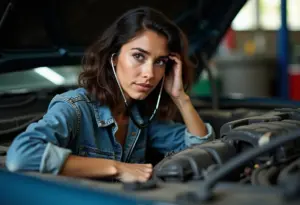 Mecânica automotiva brasileira diagnosticando motor de carro