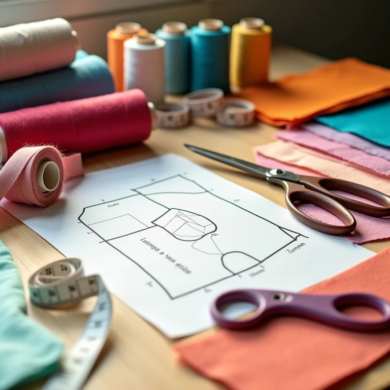 Mesa de trabalho organizada com materiais de feltro