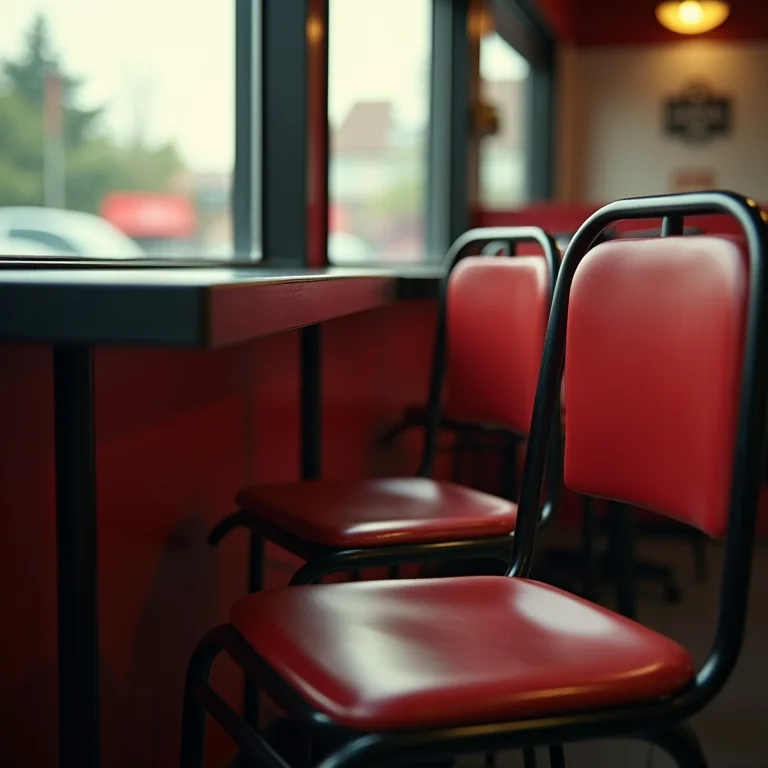 Mobiliário desconfortável em hamburgueria