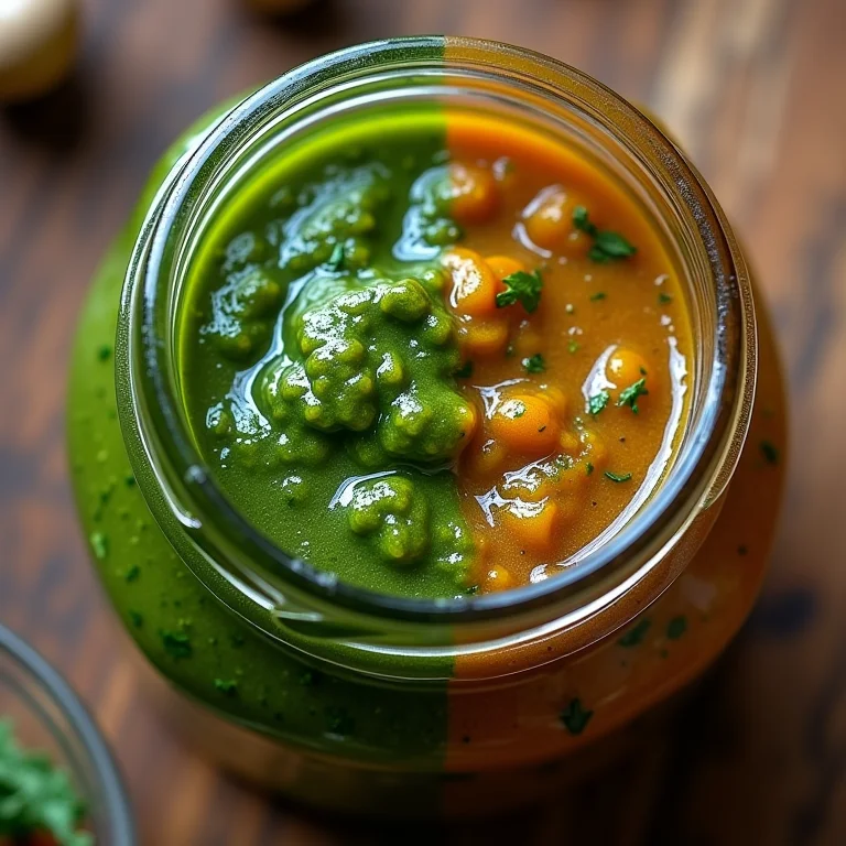 Molho pesto fresco e oxidado lado a lado.