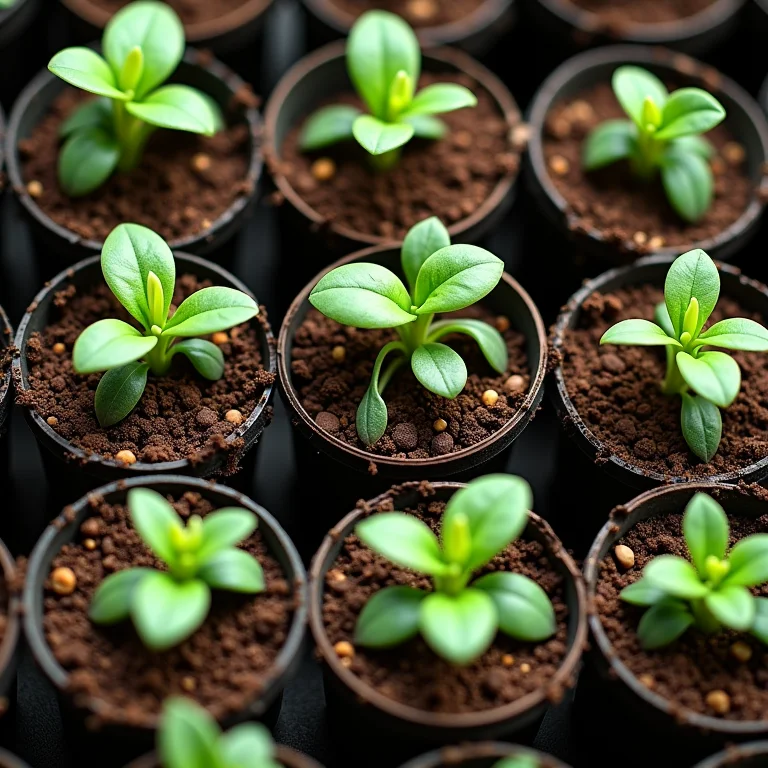 Mudinhas germinando a partir de sementes peletizadas