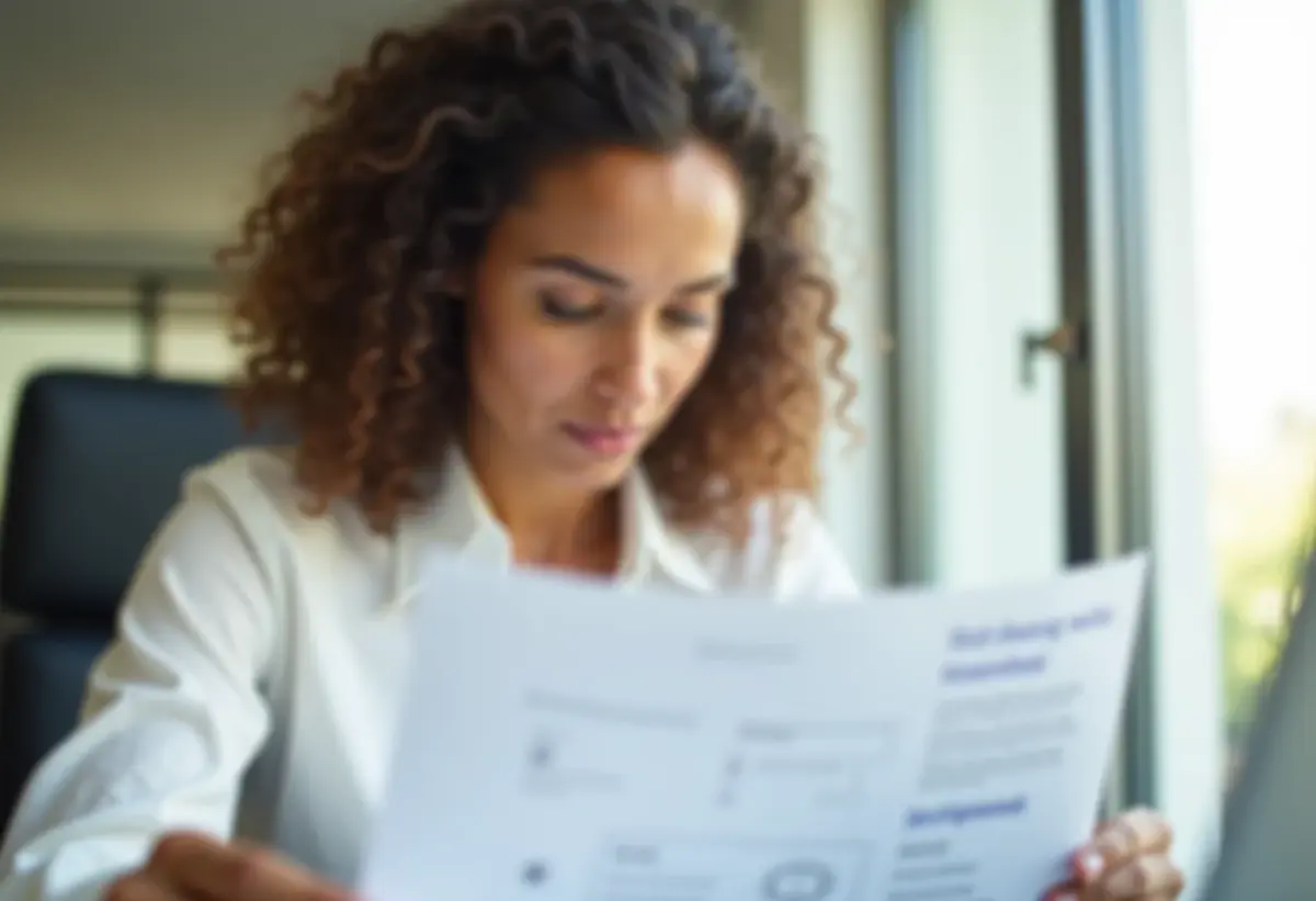 Mulher analisando opções de financiamento