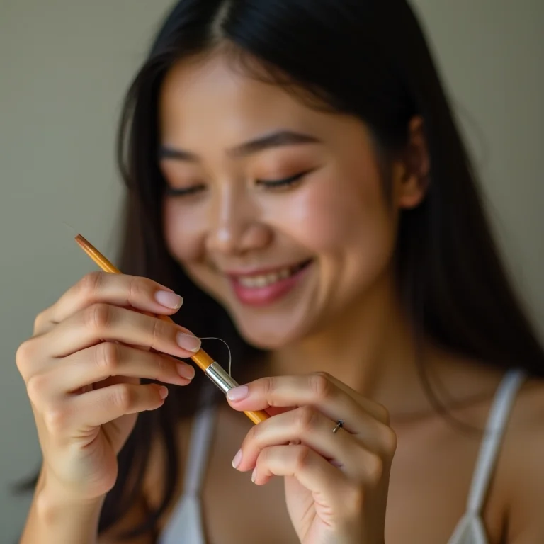 Mulher aplicando óleo hidratante nas cutículas