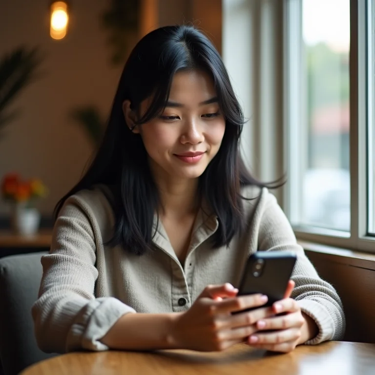 Mulher asiático-brasileira controlando orçamento MEI
