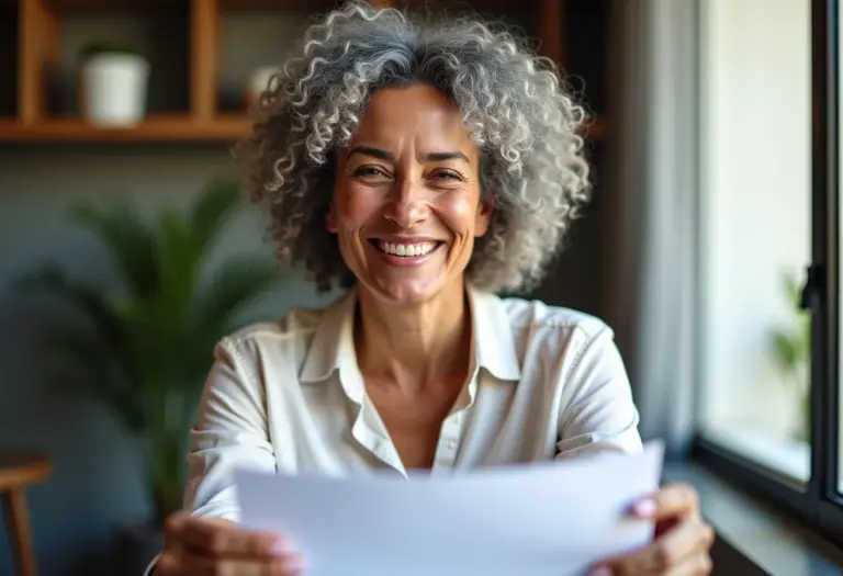Mulher brasileira confiante analisando finanças MEI