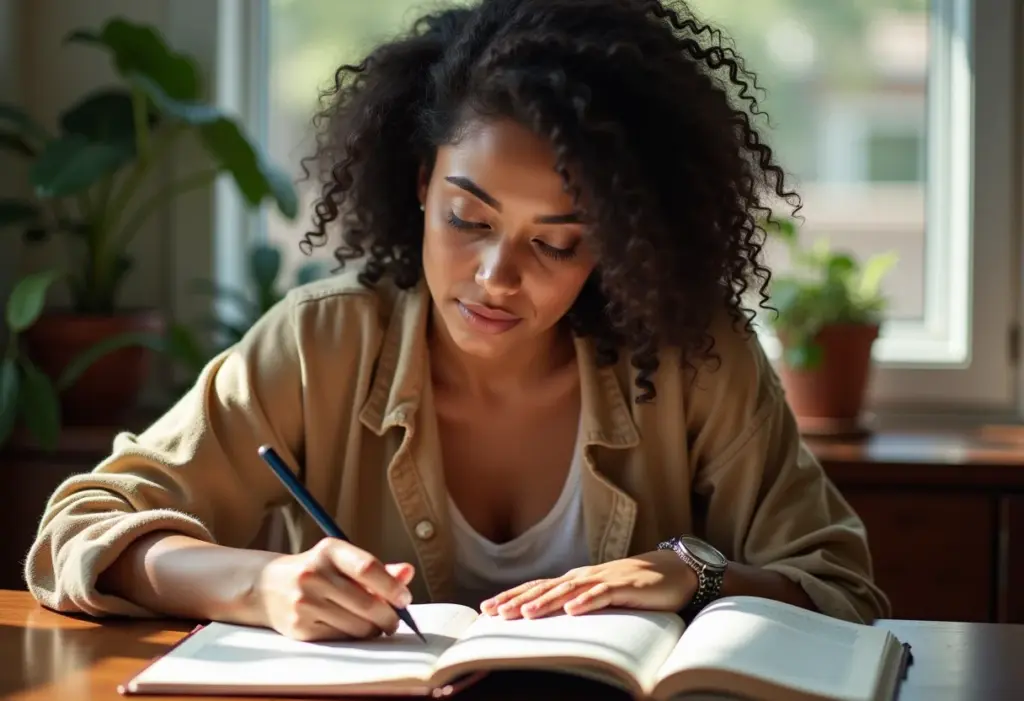 Planejamento Estratégico Pessoal: O guia definitivo para sua vida Mulher brasileira escrevendo em um diário, planejamento pessoal
