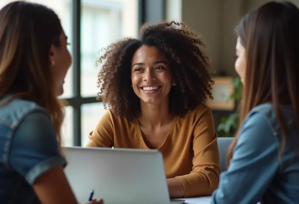 Liberalismo: Guia Rápido para Entender de Vez Essa Ideologia Mulher brasileira sorrindo durante um debate sobre liberalismo.
