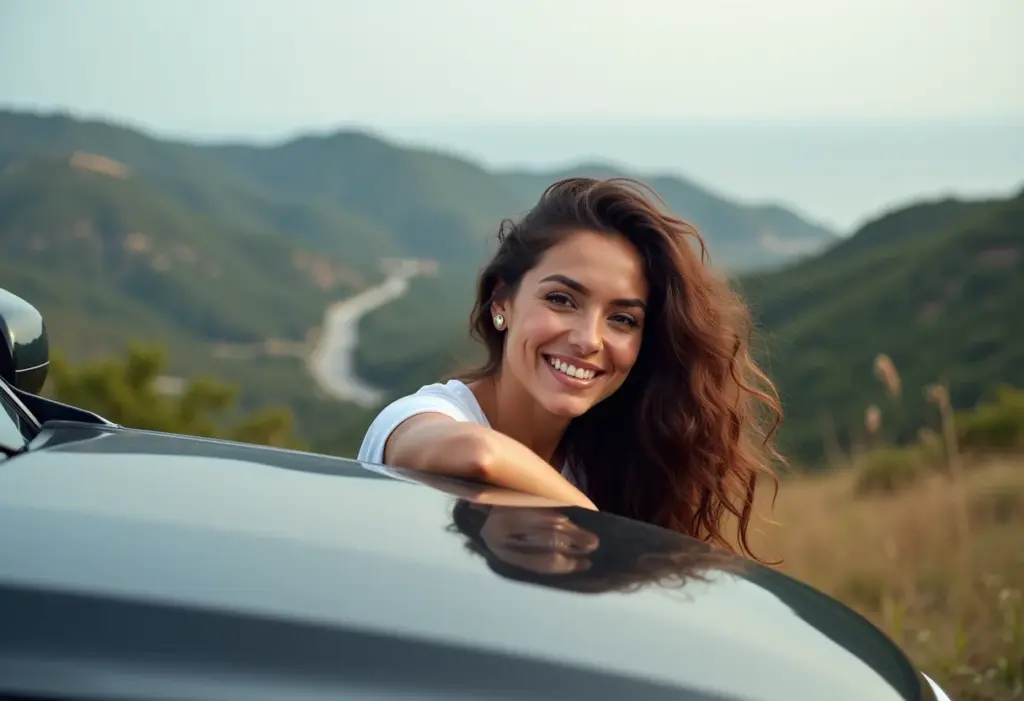 Check-up de férias: o que você precisa revisar antes de viajar Mulher confiante revisando o carro antes da viagem