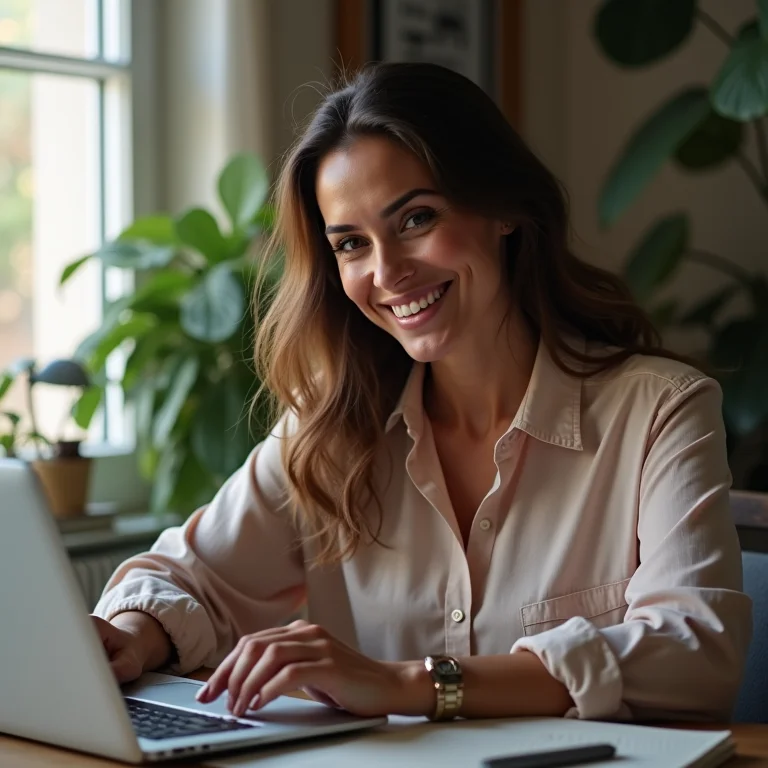 Mulher de meia-idade em call com especialista