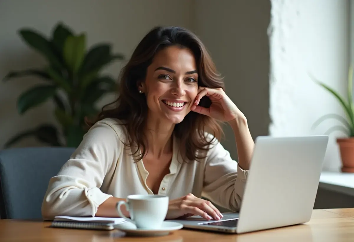 Mulher empreendedora trabalhando em casa