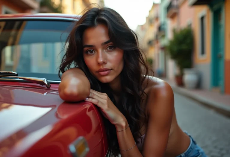 Rebaixar o carro: o guia definitivo para não ter dor de cabeça Mulher jovem e moderna admirando seu carro rebaixado.