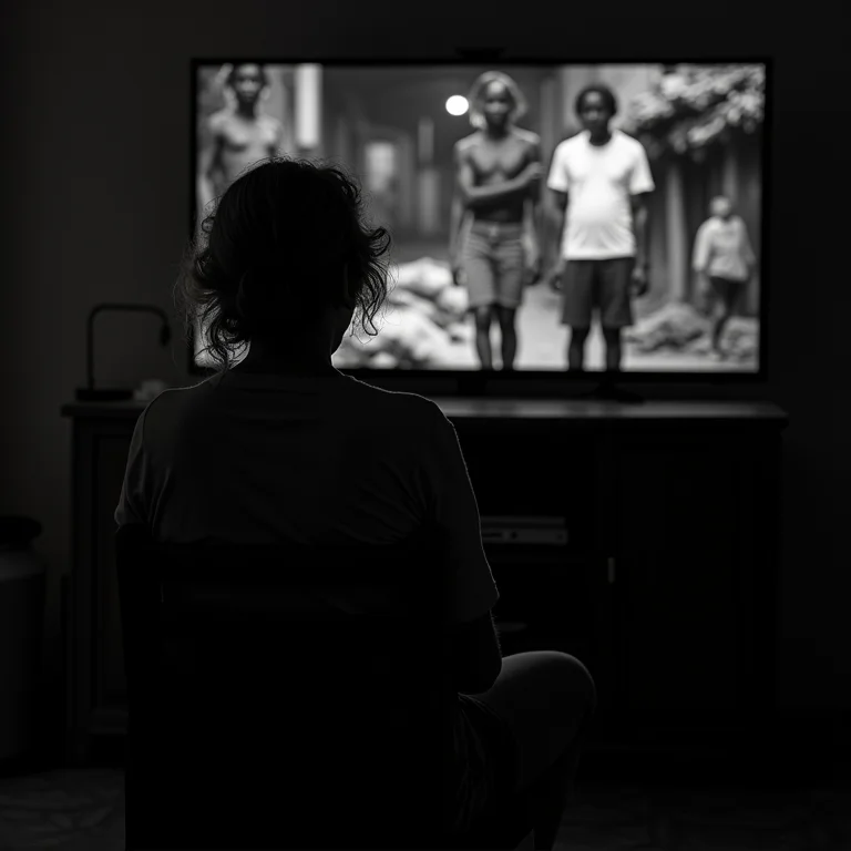 Mulher madura assistindo filme sobre desigualdade social