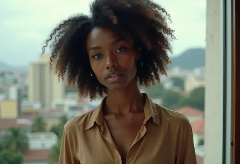 Mulher negra brasileira, olhar determinado