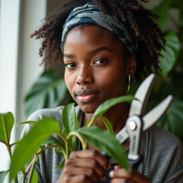 Mulher Negra Podando Copo de Leite