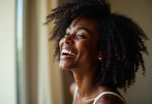 Dentes brancos: o segredo por trás do sorriso dos famosos Mulher negra sorrindo com dentes brancos