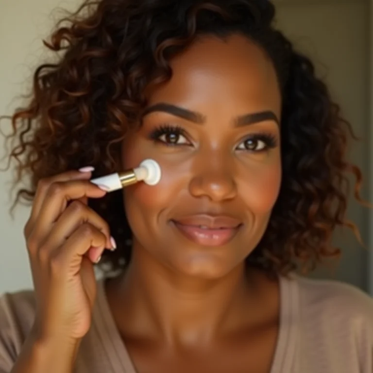 Mulher plus-size aplicando sérum no rosto