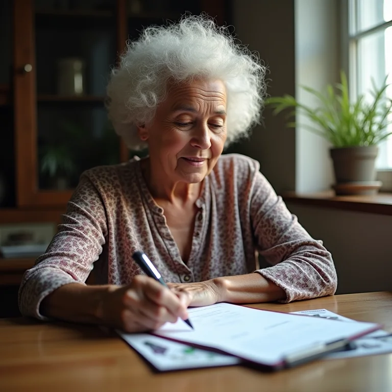 Mulher preenchendo nota fiscal de exportação de artesanato