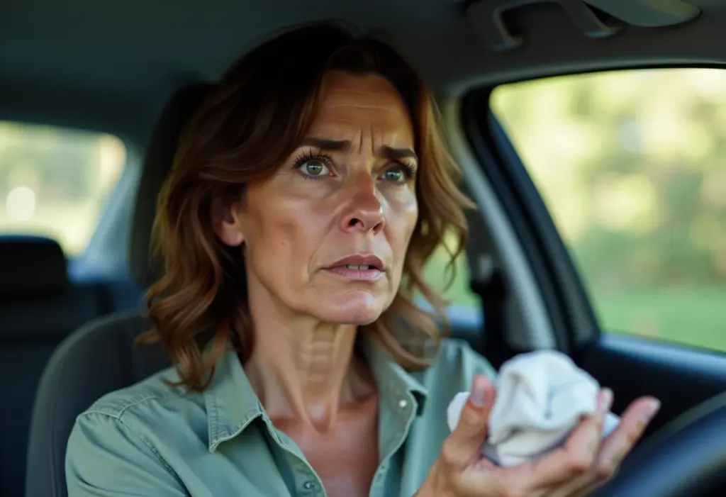 Cheiro de mofo no carro? Descubra como eliminar de vez! Mulher preocupada com cheiro de mofo no carro