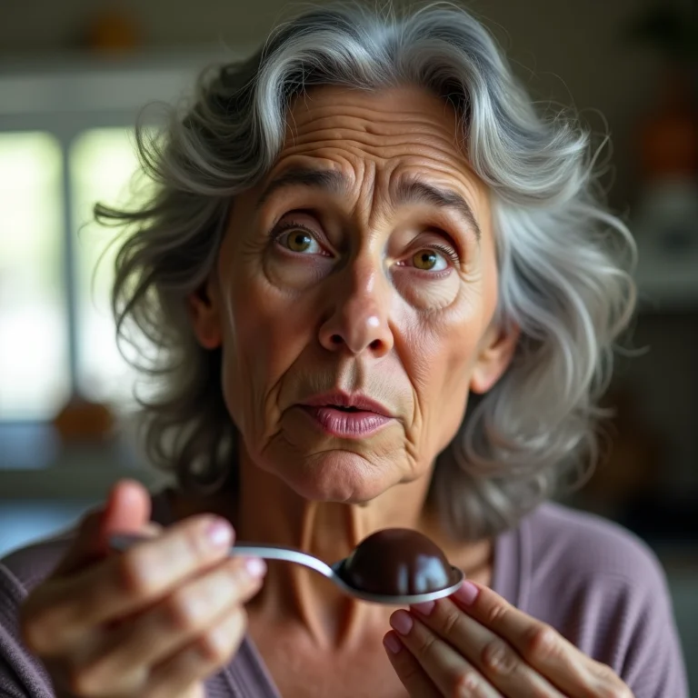 Mulher provando brigadeiro de Ovomaltine e avaliando o doce