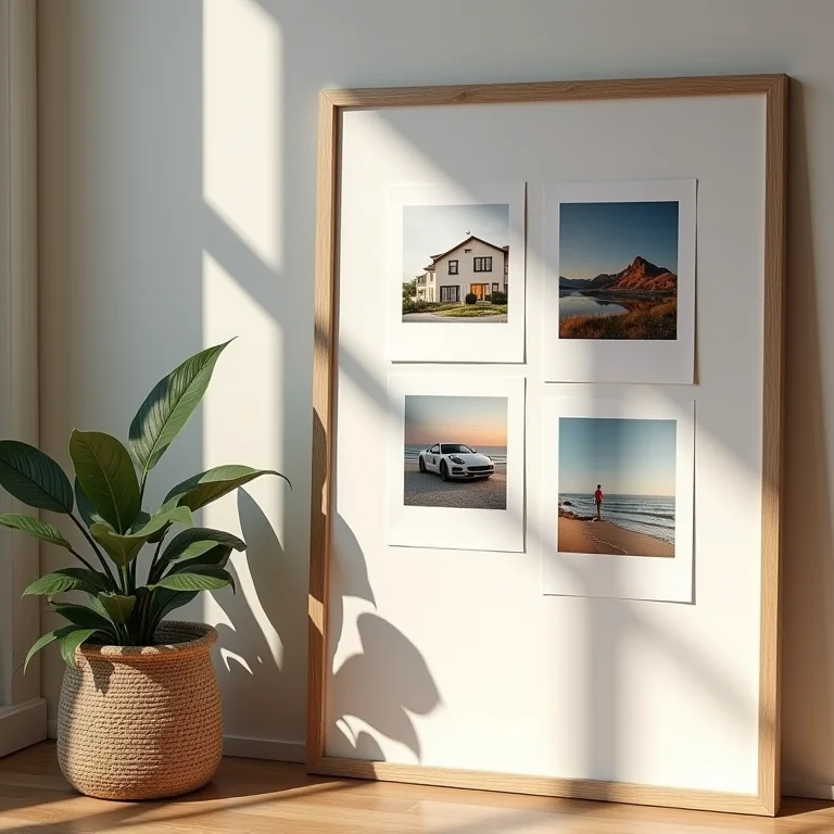 Mural de inspiração com metas financeiras.