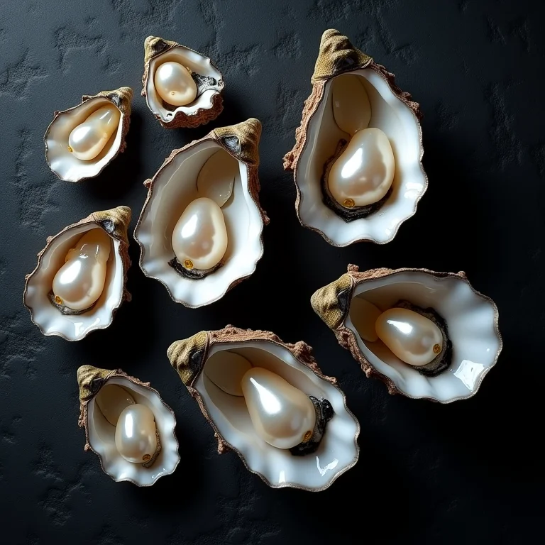 Ostras abertas em fundo de ardósia escura.