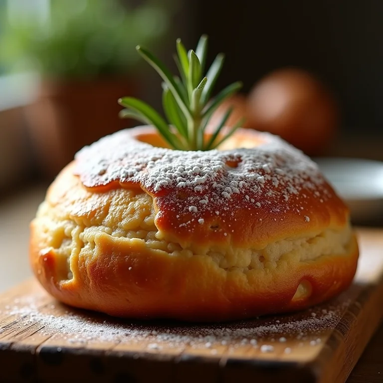 Panetone caseiro fofinho e dourado.