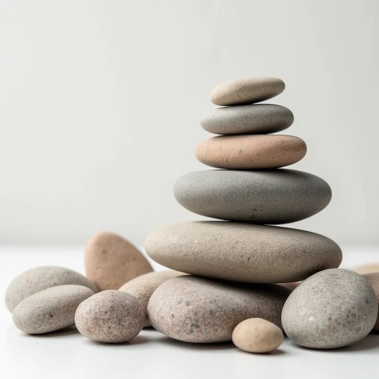 Pedras e seixos de diferentes tamanhos e texturas.