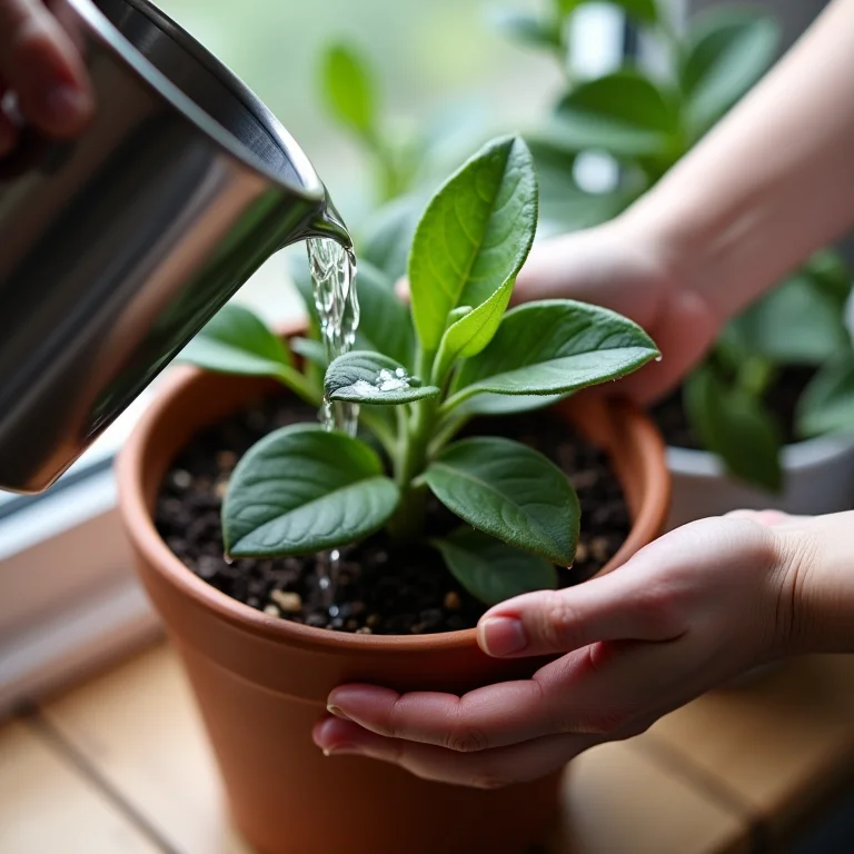 Planta sendo regada em excesso