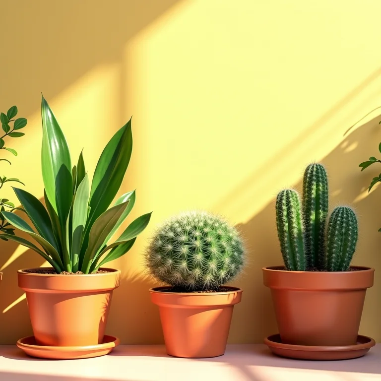 Plantas que amam o sol em vasos de cerâmica