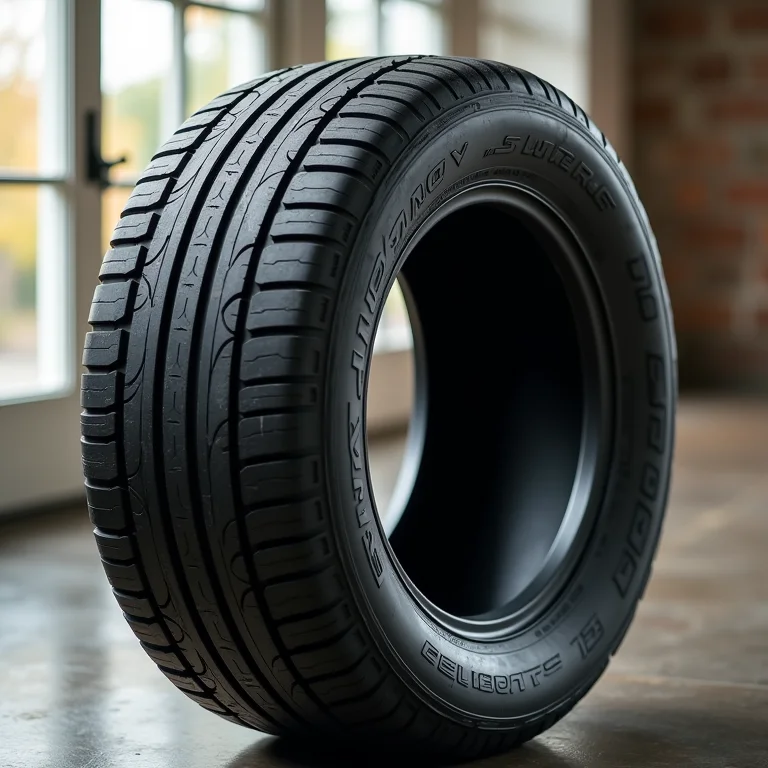 Pneu radial com detalhes da sua construção.