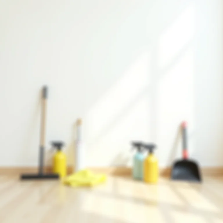 Produtos de limpeza organizados para uso profissional