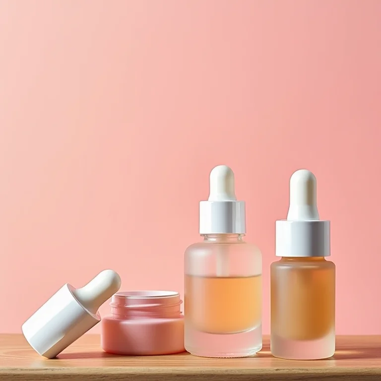 Produtos de tratamento e base para unhas em fundo rosa