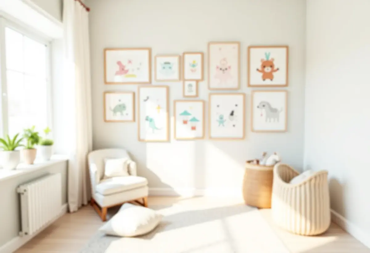 Quarto de bebê menina com quadros decorativos