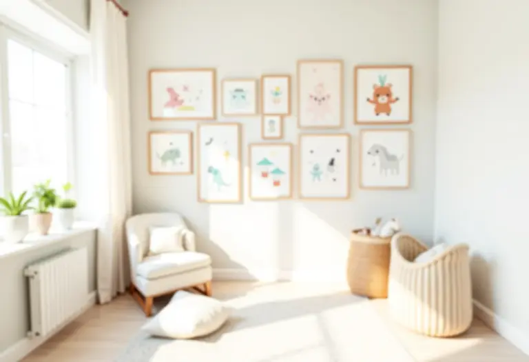 Quarto de bebê menina com quadros decorativos