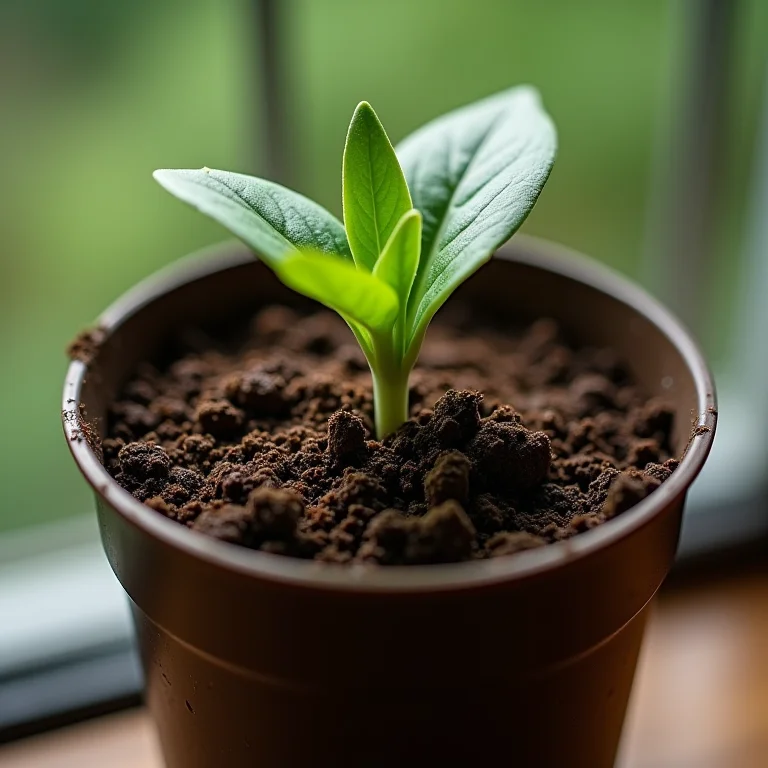 Raízes de planta em vaso pequeno