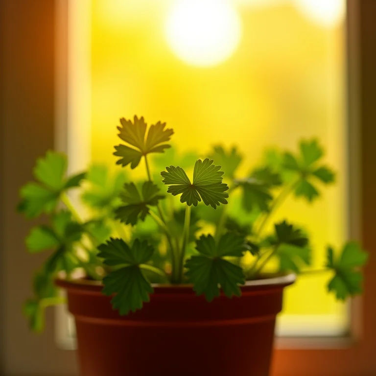 Salsinha recebendo luz solar.