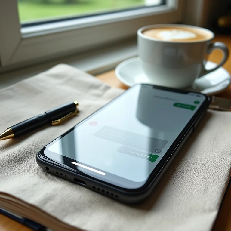 Smartphone com janela de chat aberta