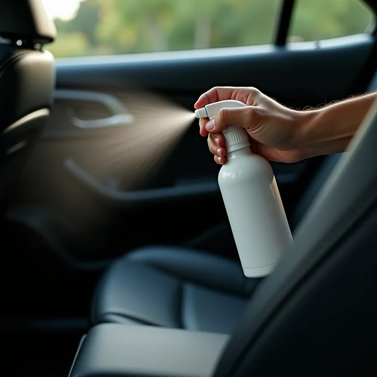 Spray antimofo sendo aplicado no banco do carro