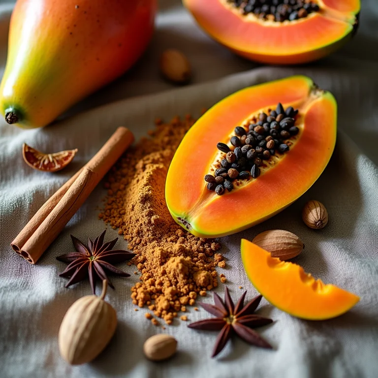 Still life com especiarias e frutas brasileiras