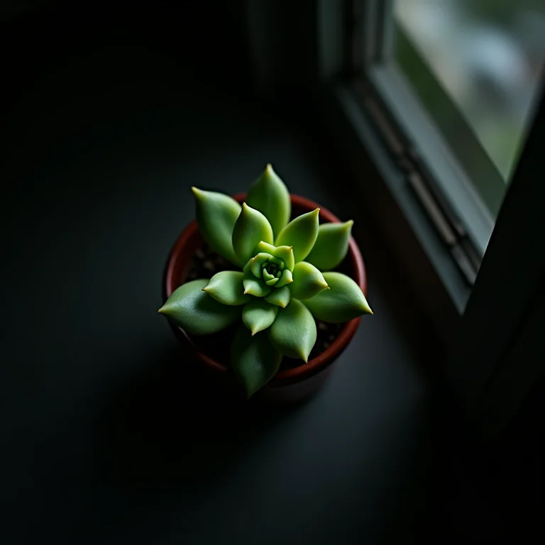 Suculenta murchando por falta de luz