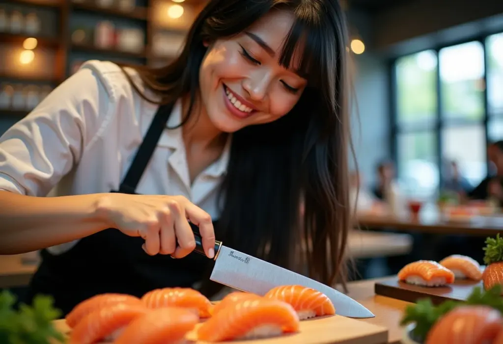 Sushiman Mei preparando sushi em São Paulo