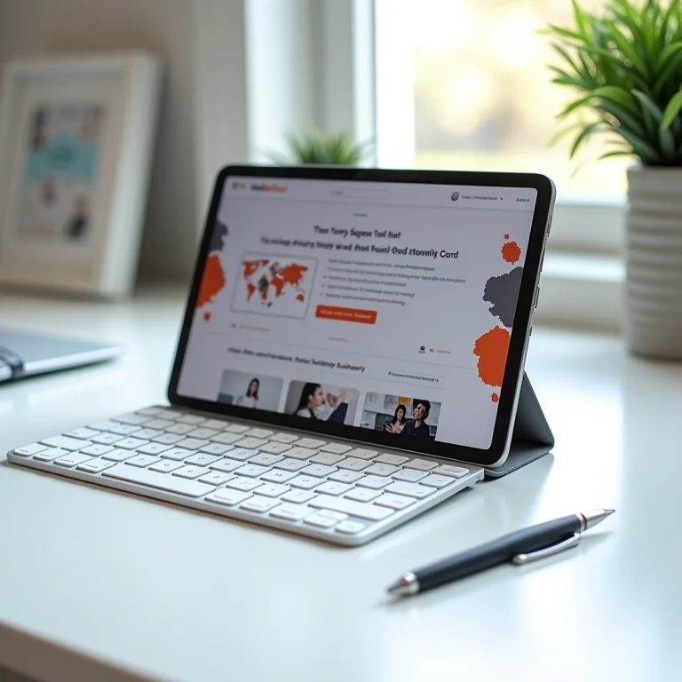Tablet com HubSpot, teclado e caneta.