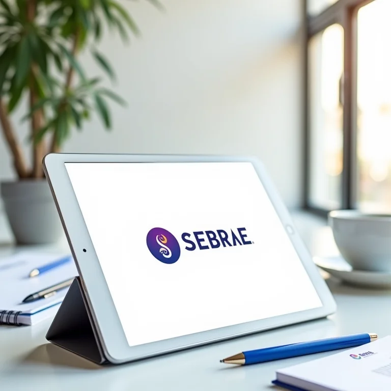 Tablet mostrando recursos do SEBRAE para registro de marca