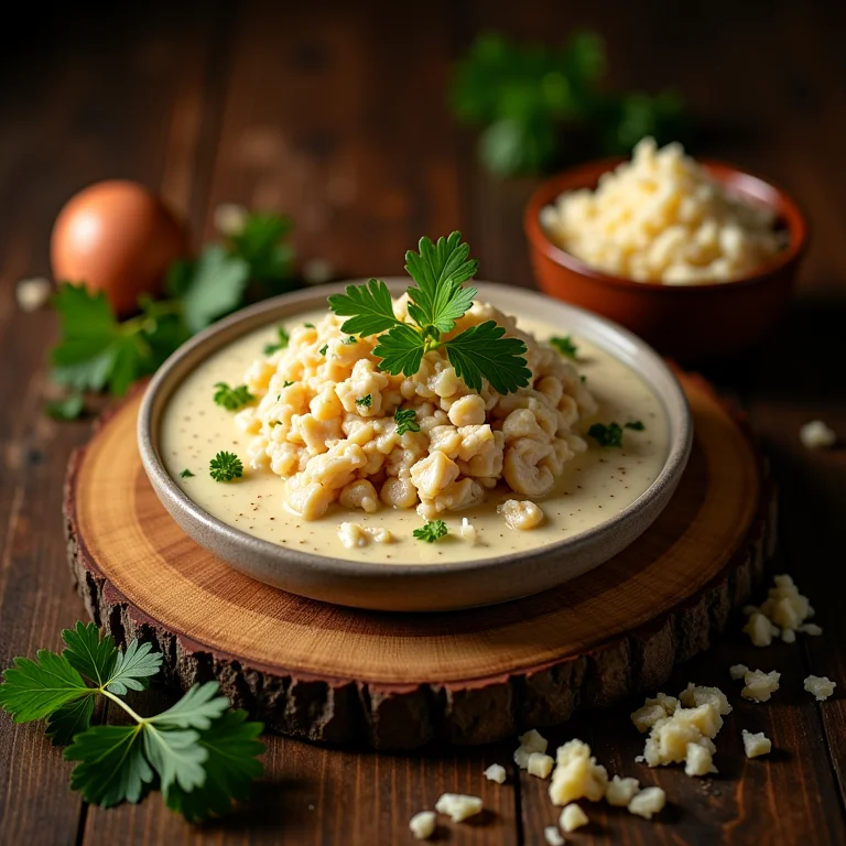 Tapioca de frango cremoso com requeijão