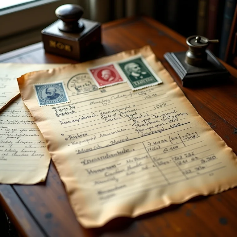 Telegramas antigos com selos russo e alemão