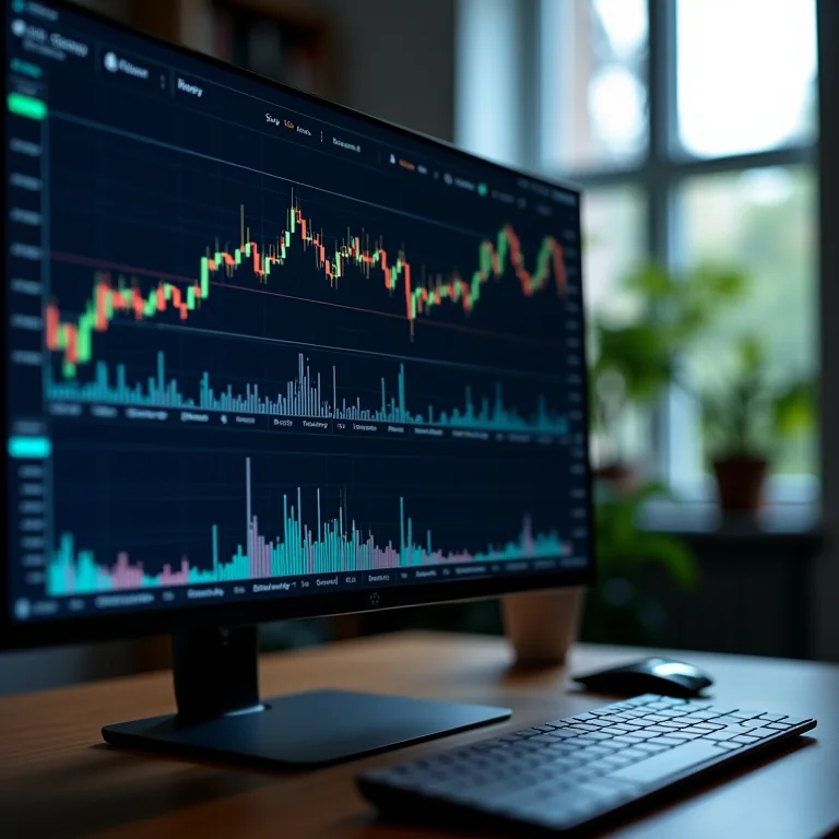Tipos de gráficos de preços exibidos em um monitor
